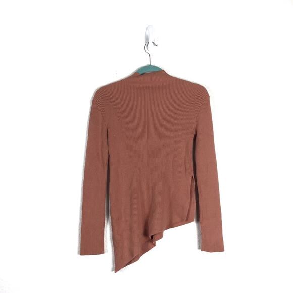 Zara Pink Ribbed Turtleneck Asymmetric Hem Mock Neck Sweater Small - Picture 10 of 10